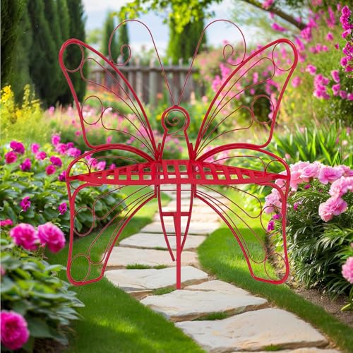 Black Metal Butterfly Outdoor Bench S530017