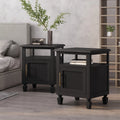 Acacia Wood and Cane Nightstands Set of 2 U696
