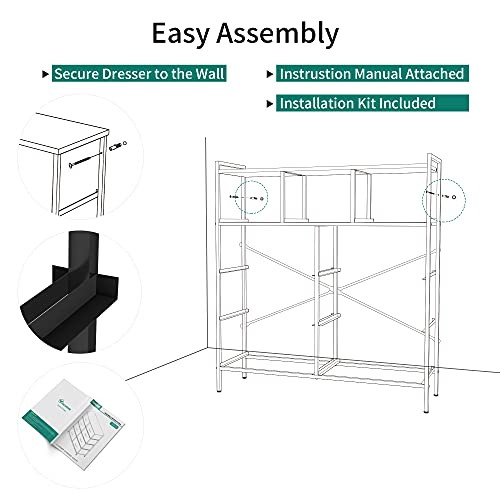 9-Drawer Fabric Dresser with Steel Frame and Wooden Top J12220