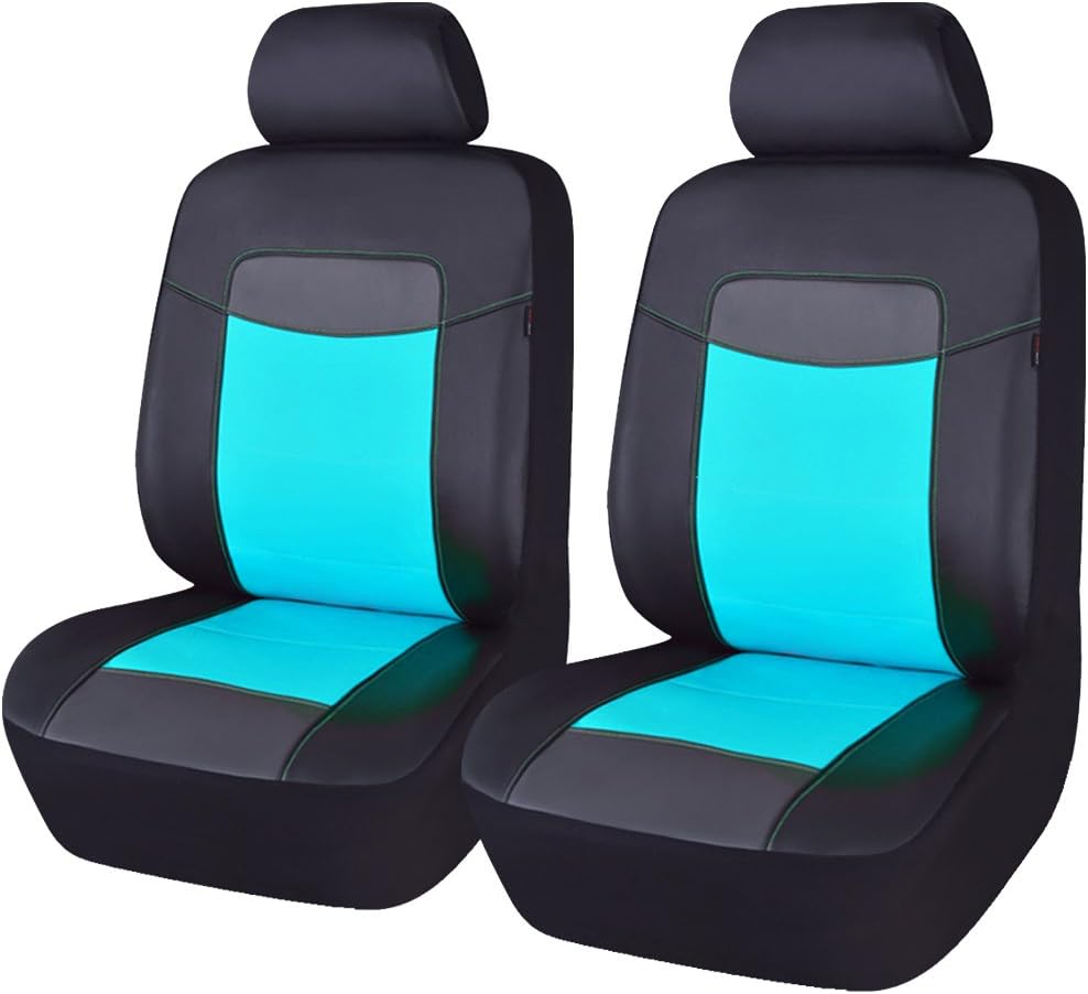 Black Leather Car Seat Covers Full Set Pack of 2 F944043