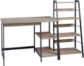 Modern Home Office Desk & 4-Shelf Bookcase Set Reclaimed Wood O836022