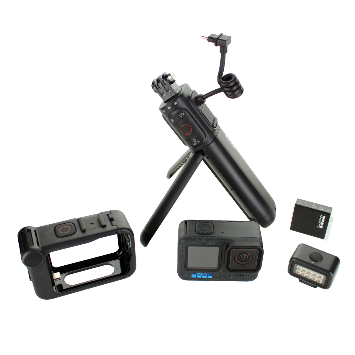 Waterproof Action Camera with Battery Grip, Tripod, Remote, Media Mod, Light Mod, Enduro Battery, 64GB Card and 2 Extra Batteries U189