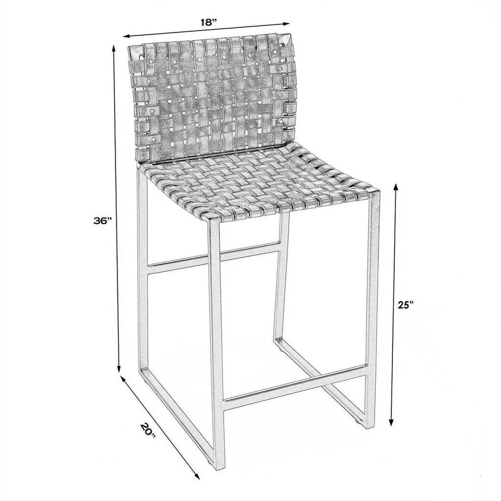Woven Leather Counter Stool C215