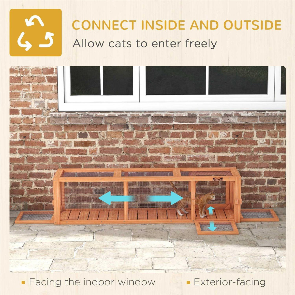 Wooden Outdoor Cat Tunnel with Weather Protection I846679