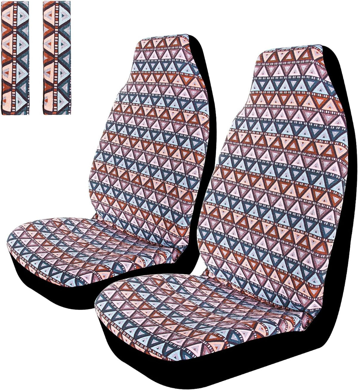 Colorful 4pc Front Seat Covers with Seat-Belt Pad Protectors Q561