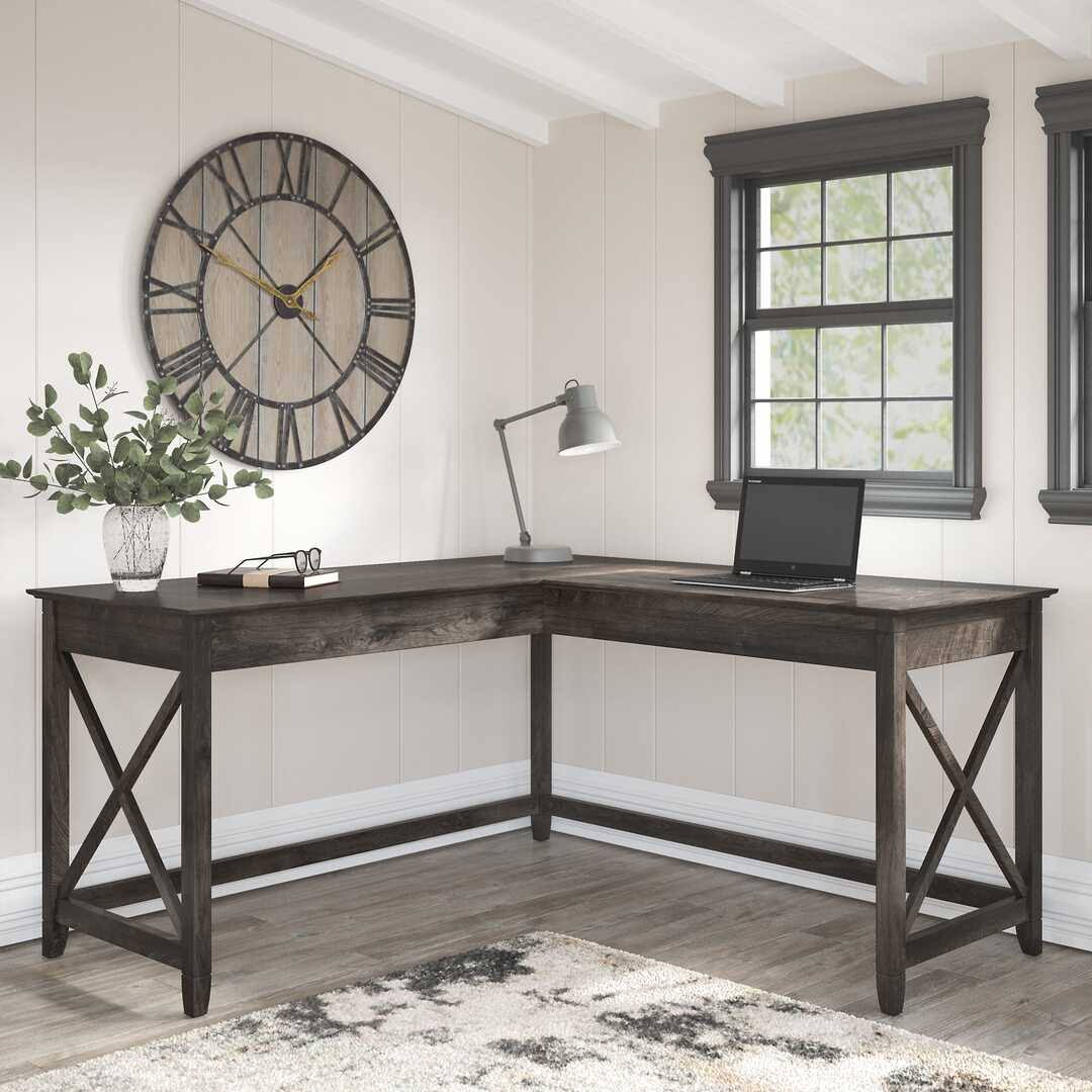 60W L Shaped Desk, Cape Cod Gray Q44738
