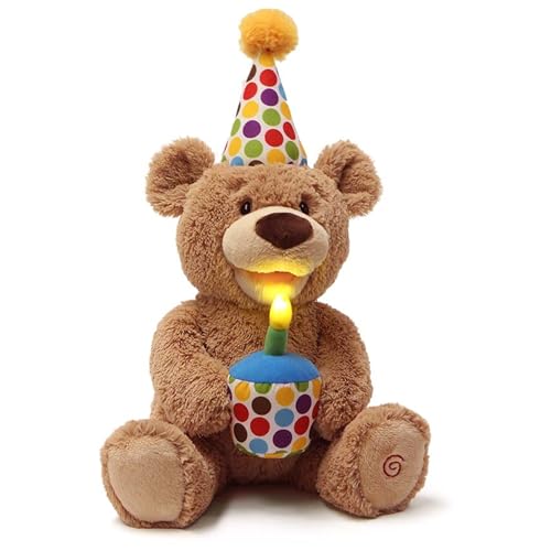 Glow-in-The-Dark Singing Stuffed Animal Plush Toy, Brown, 10” T858