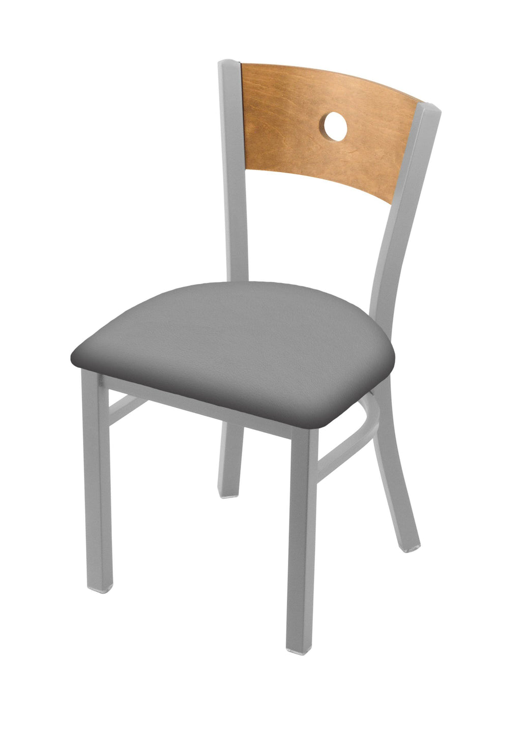 Medium Back Chair with Anodized Nickel Finish and Pine Seat M333