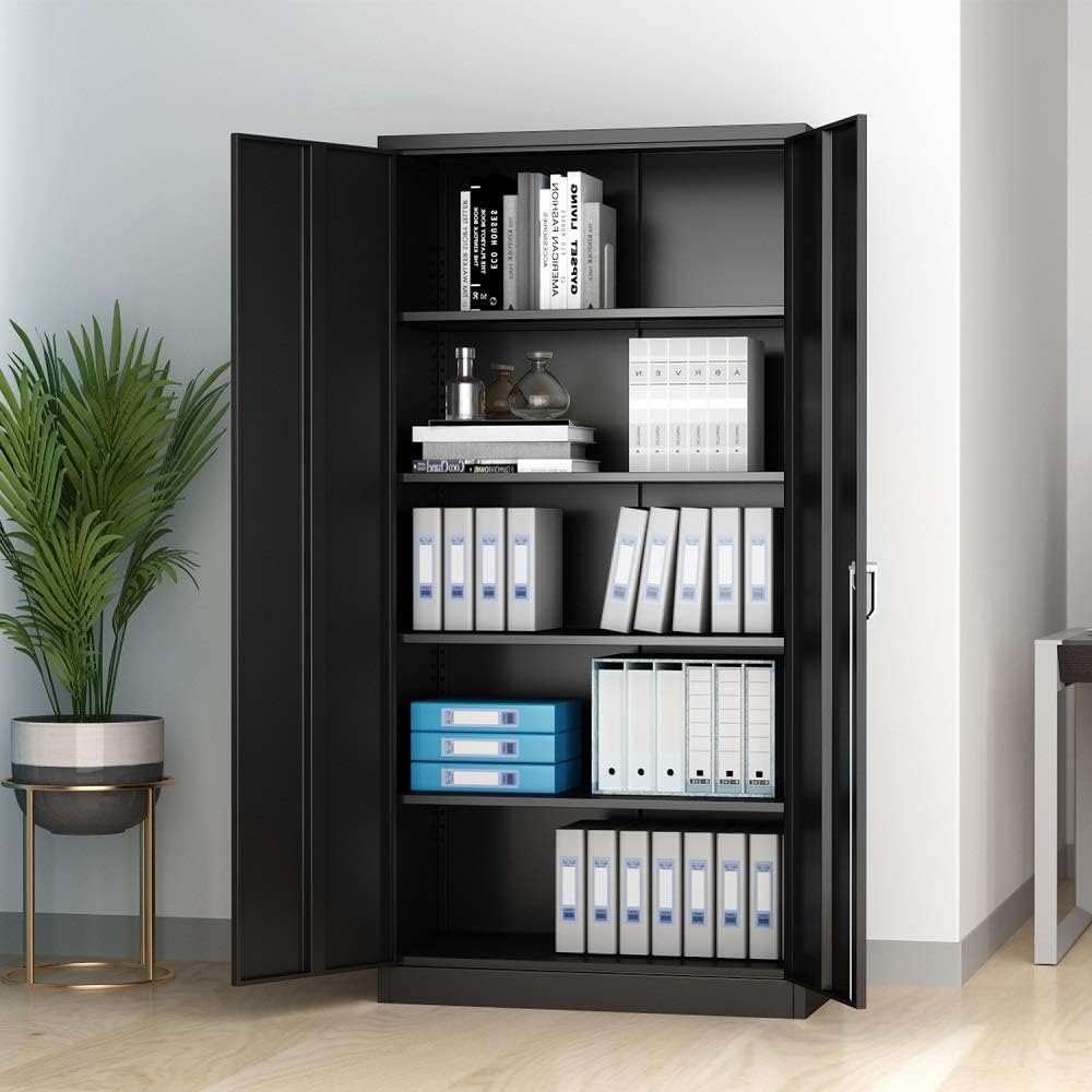 Metal Storage Cabinet with 2 Doors and 4 Adjustable Shelves L5741