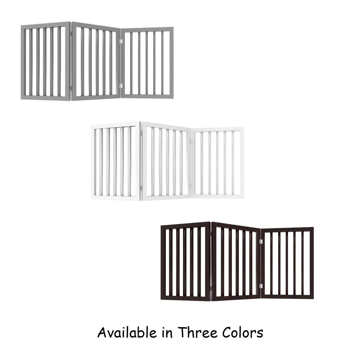 3 Panel Brown Wooden Freestanding Pet Gate E6356