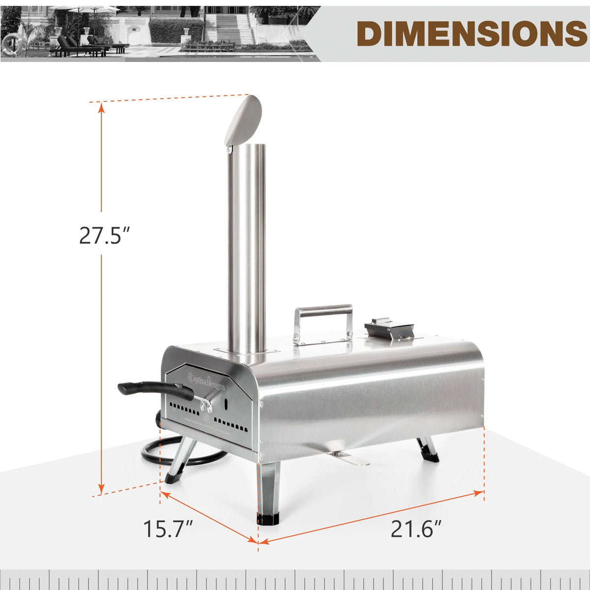 Outdoor Wood Fired & Gas Pizza Oven with Rotatable Pizza Stone C422025