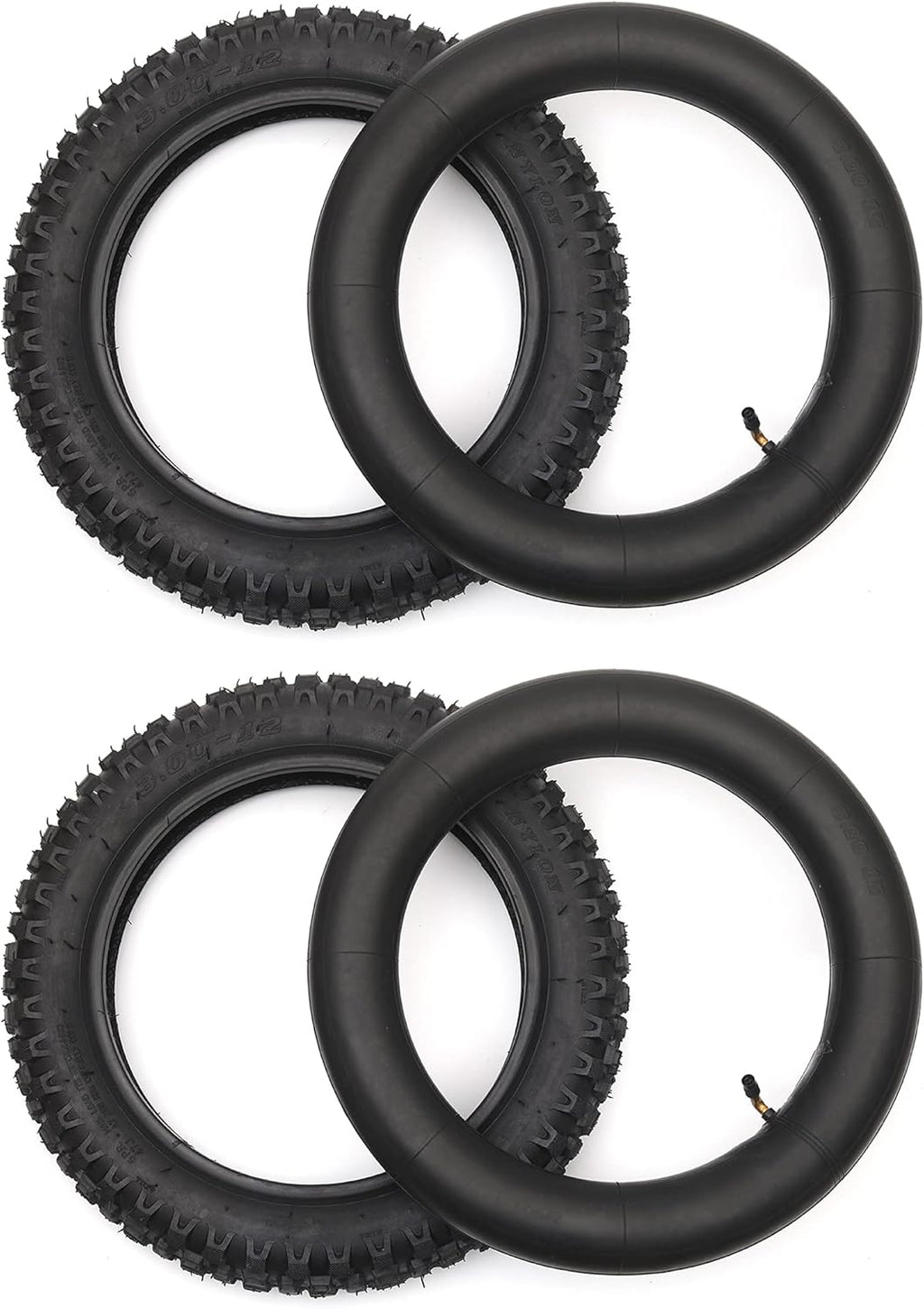 3.00-12 Knobby Motocross Dirt Bike Tire and Tube Set with TR87 Valve Stem L3055