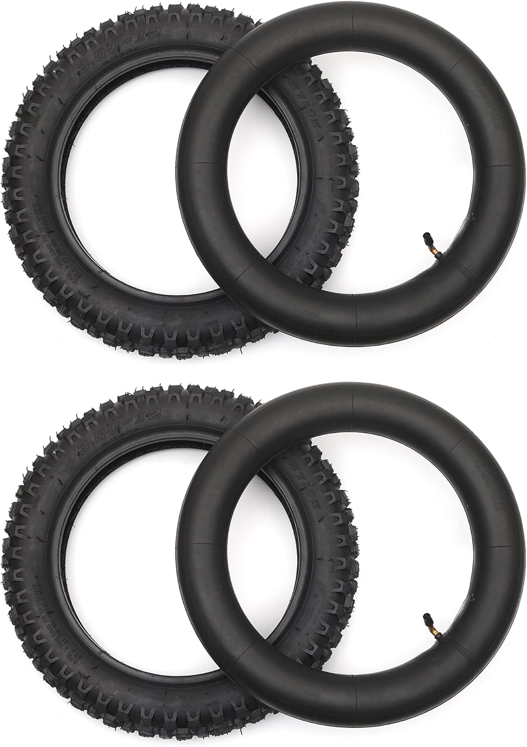 3.00-12 Knobby Motocross Dirt Bike Tire and Tube Set with TR87 Valve Stem L3055