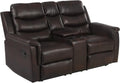 68" Wall Hugger RV Couch with Console Cup Holder Double Seat Reclining Chair Browm C75799