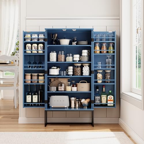 Blue Pantry Cabinet with Adjustable Shelves T81333