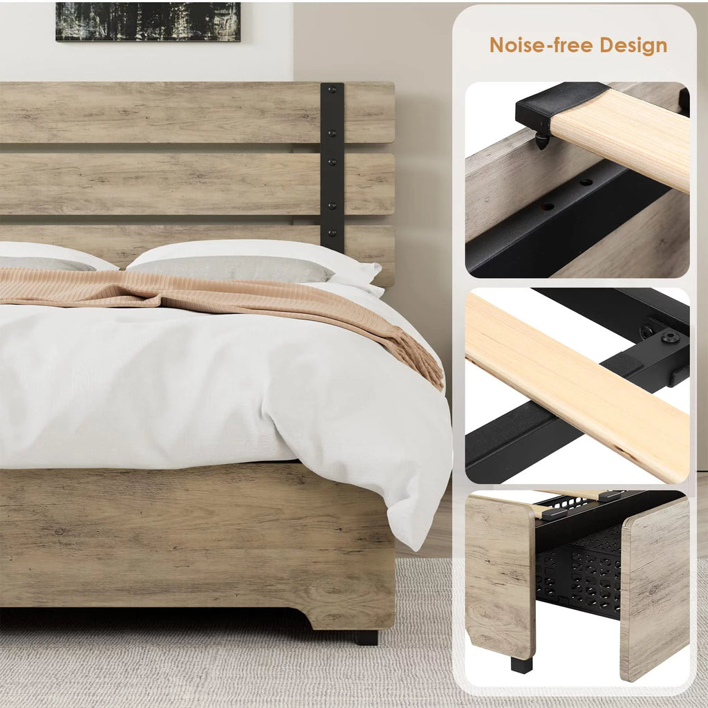 Queen Bed Frame with 4 Storage Drawers Y449