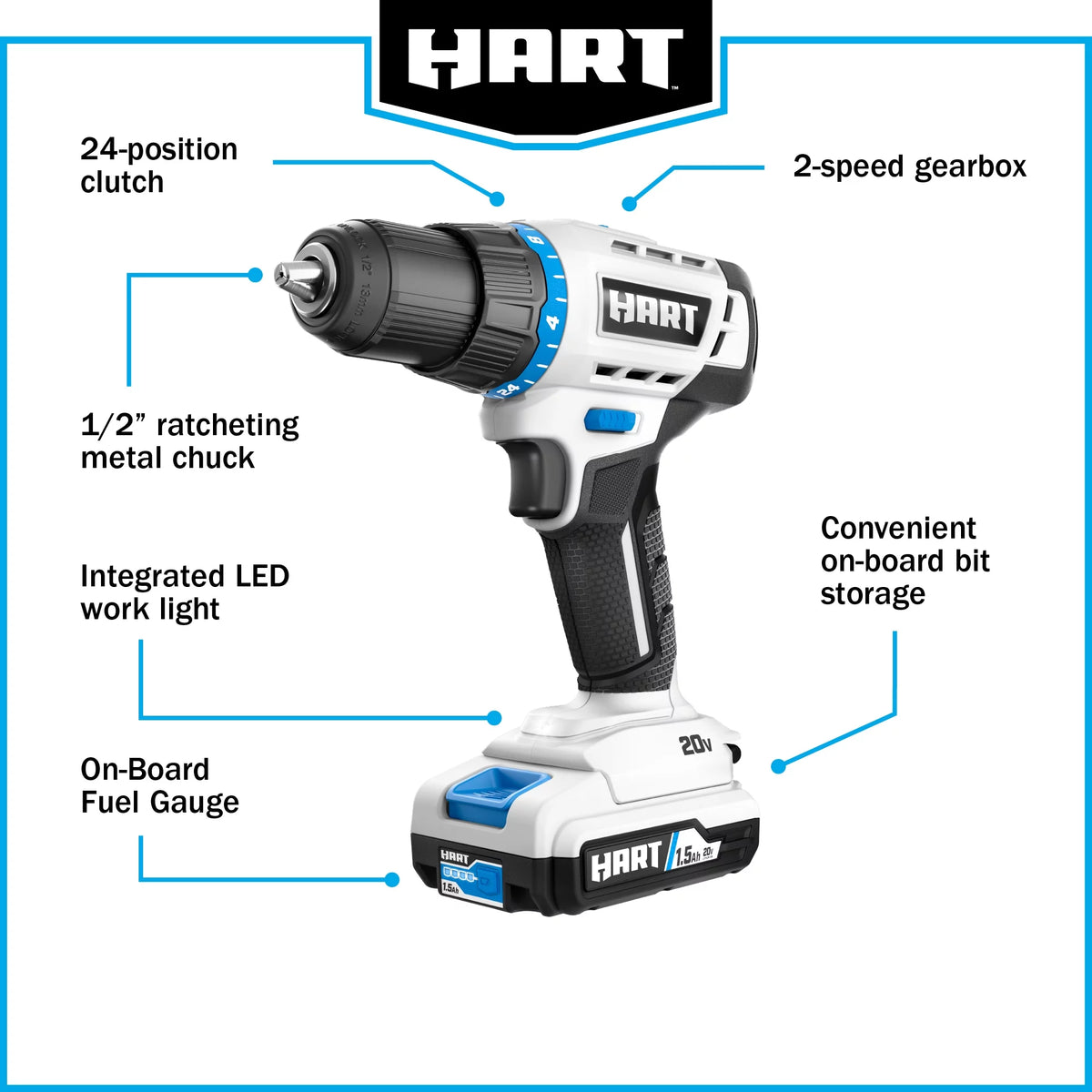 Cordless 1/2-inch Drill/Driver Kit with 2 Batteries G360