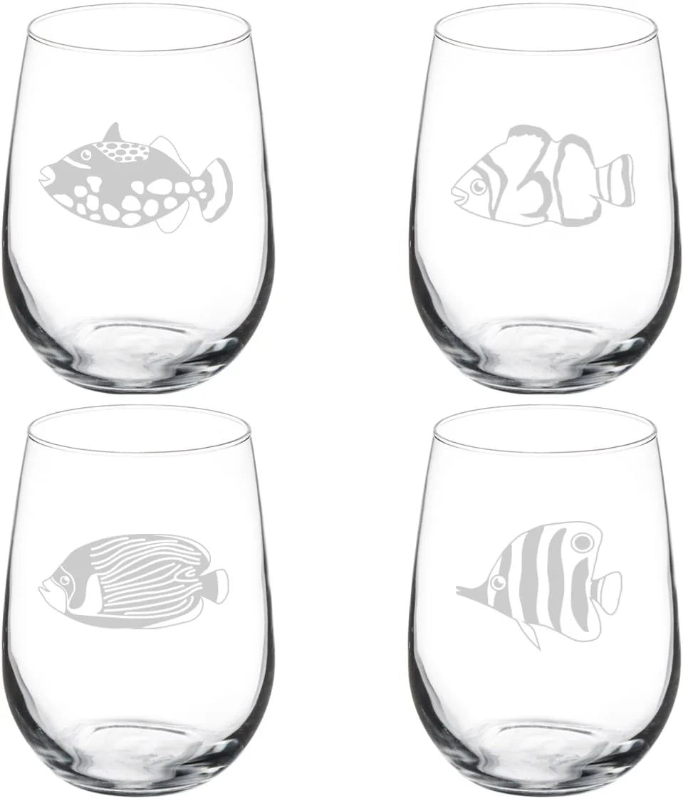 Set of 4 Stemless Wine Glass 17 oz B160862