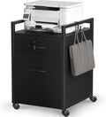 Black Mobile File Cabinet with 2 Drawers and Lock K661147