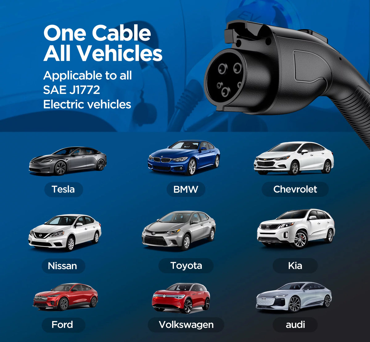 16Amp 110-240V Portable J1772 Electric Car Charger with 25ft Cord R9356