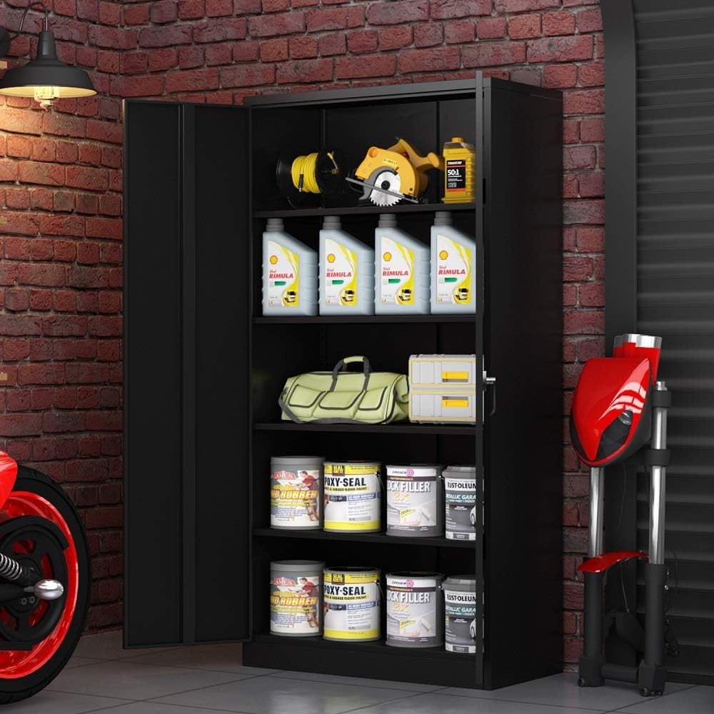Metal Storage Cabinet with 2 Doors and 4 Adjustable Shelves L5741