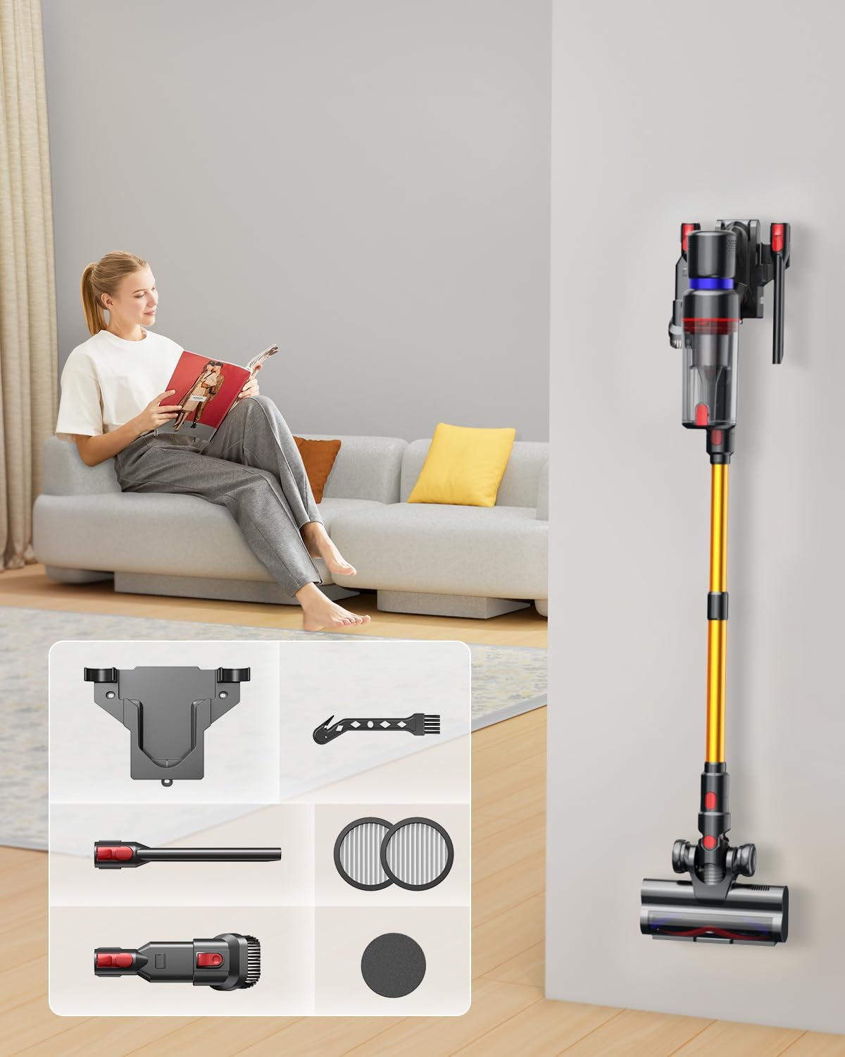Cordless Stick Vacuum Cleaner with Touch Screen, Anti-tangle Brush B38699