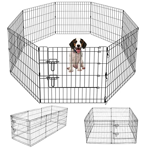 Black 8 Panel 24 Inch Pet Playpen A56281