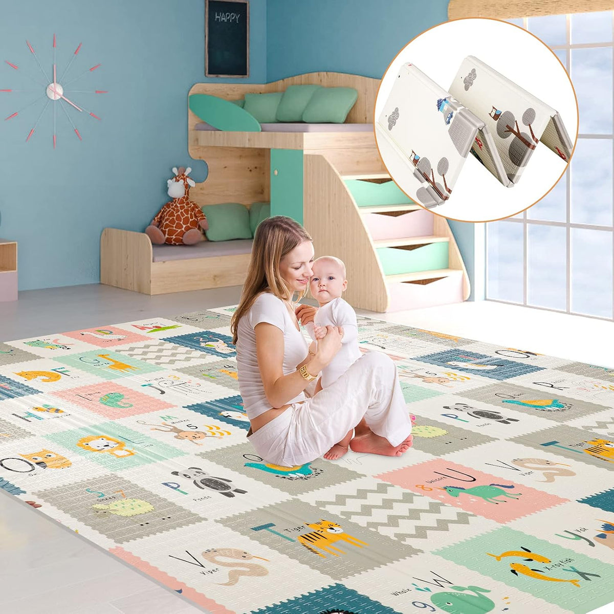 Extra Large Waterproof Foldable Baby Play Mat with Carry Bag O255