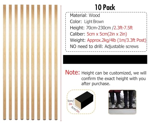 10Pcs Wooden Room Divider Screen Partition Slats Z584500