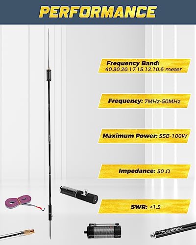 HF Vertical Antenna 7MHz-50MHz 40m-6m 8 bands 4.1 Meter T91571