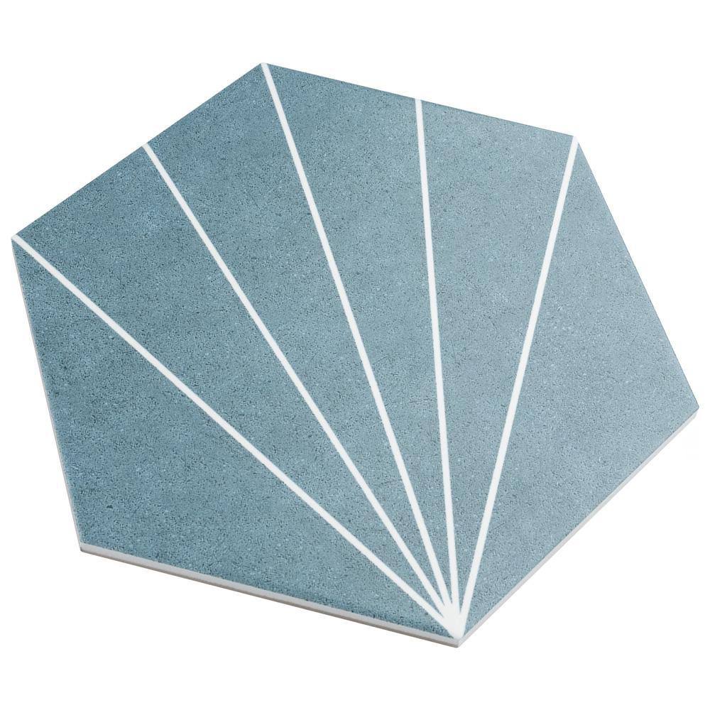 Aster Hex Azul Encaustic Porcelain Floor and Wall Tile N322