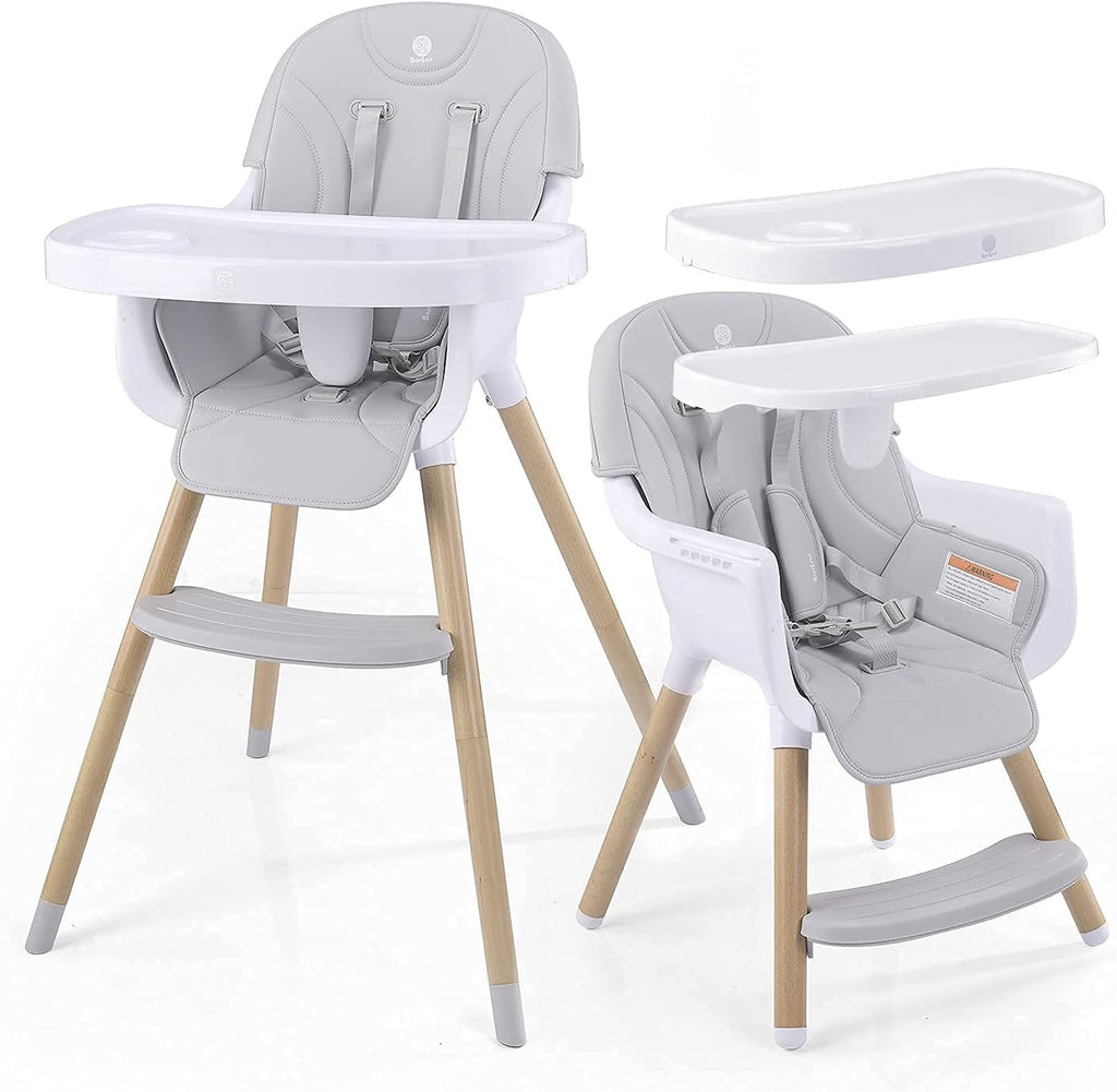 3 in 1 Convertible Wooden Baby High Chair with 2 Trays M516940