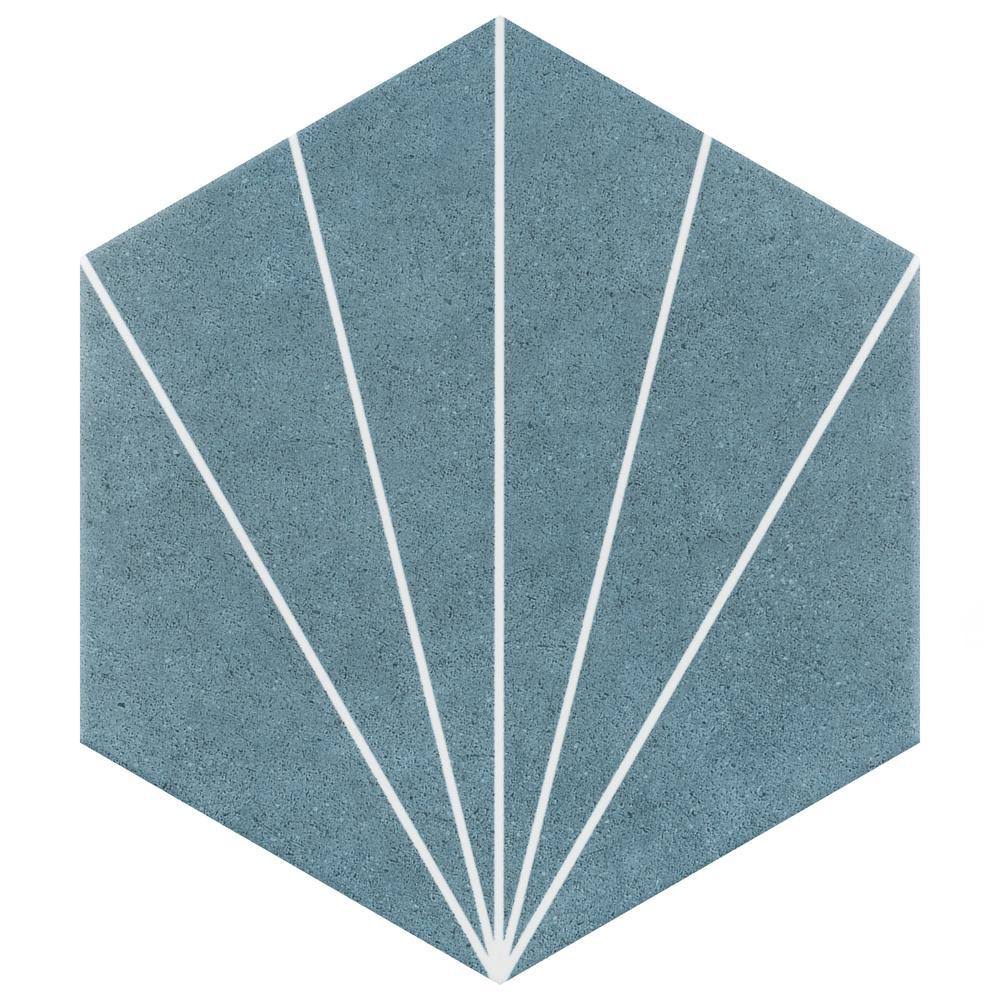 Aster Hex Azul Encaustic Porcelain Floor and Wall Tile N322