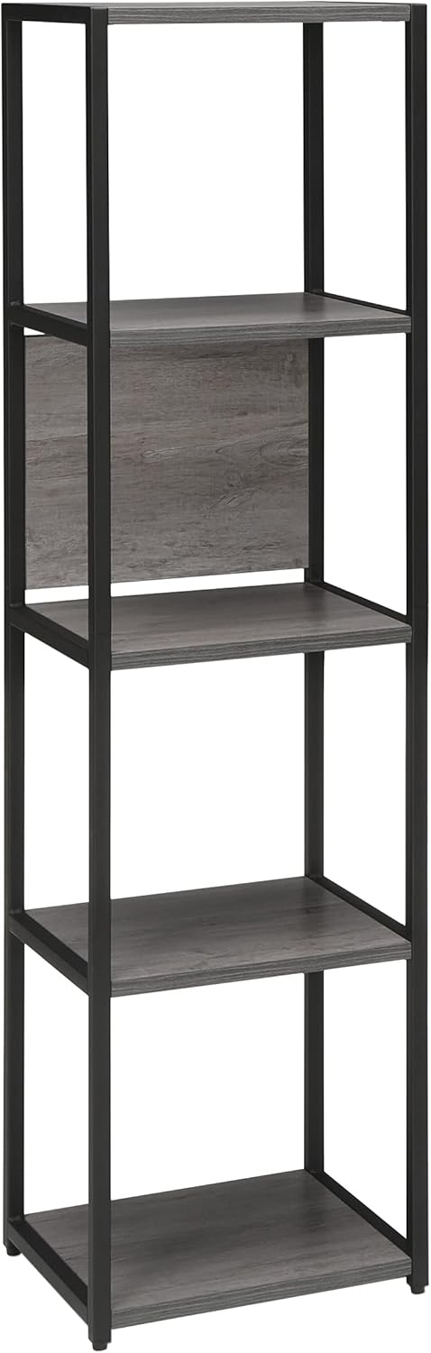5 Shelf Black/Gray Bookcase J1506