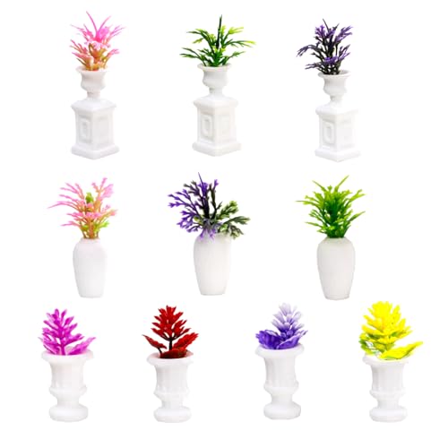 10PCS Mini Flowers Miniatures for Fairy Garden Figurines Accessories Tiny Potted Plants V485698