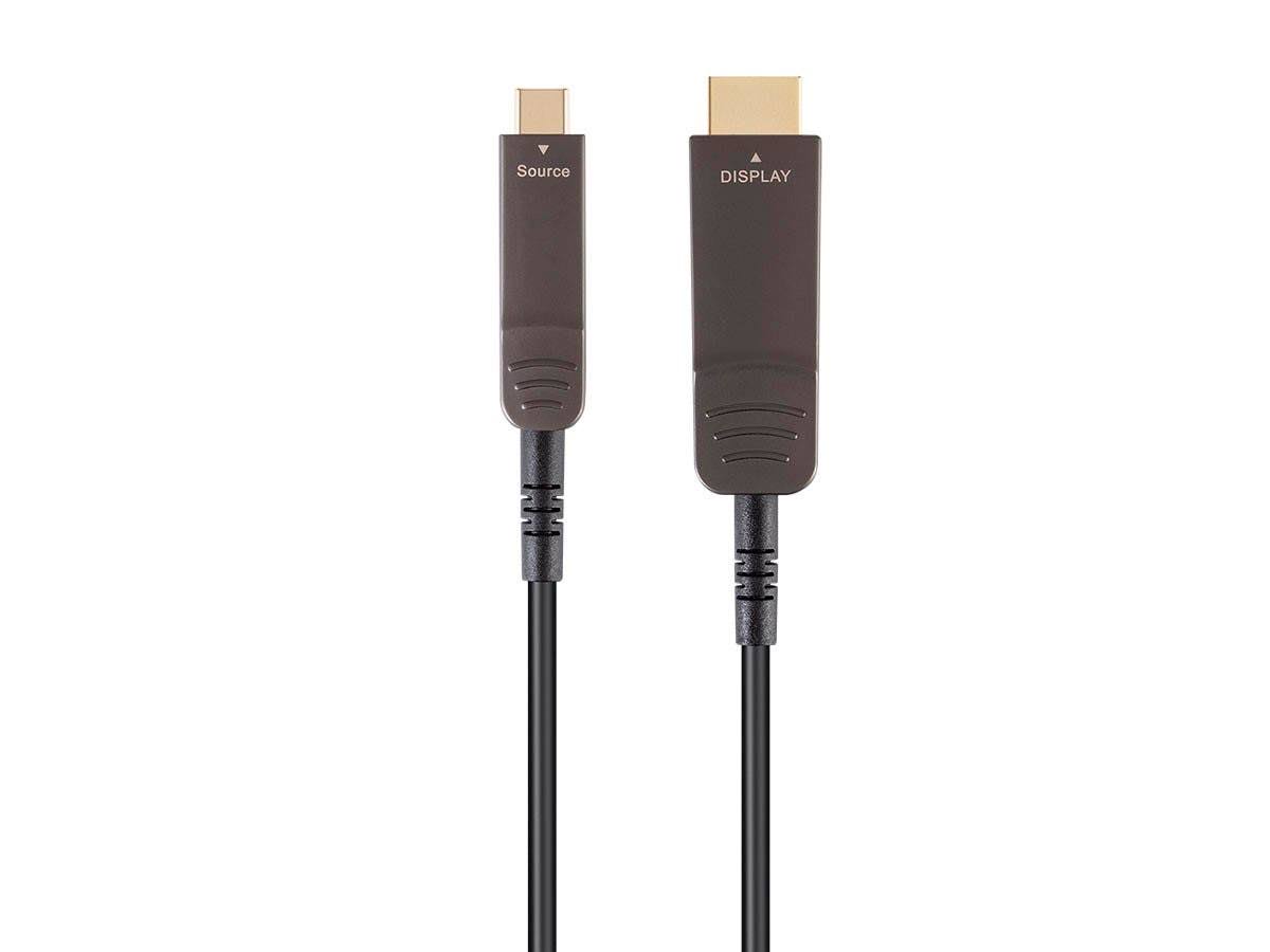 USB 3.1 Type-C to HDMI Video Cable, 30 Feet, Black, 4K@60Hz, Fiber Optic, AOC, Gold Plate U682733