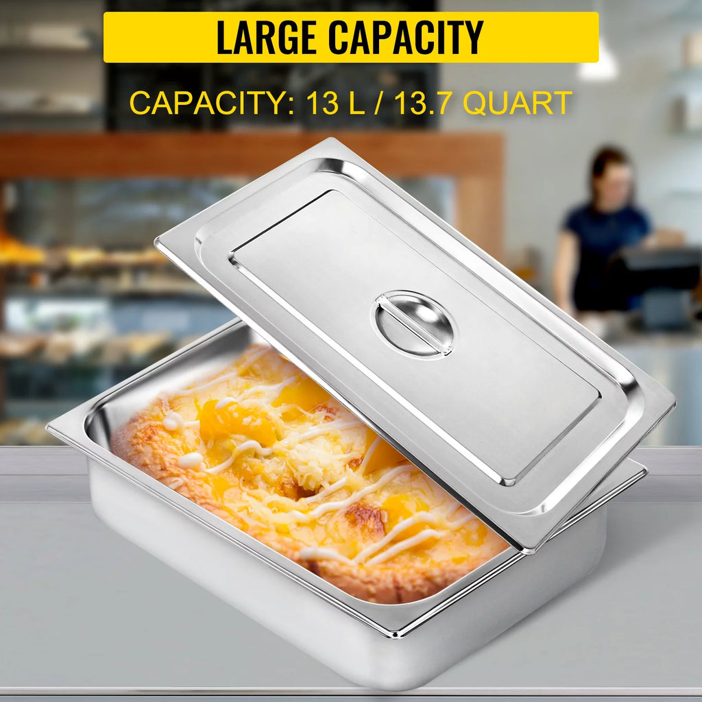 4 Pack 4 Inch Deep Full Size Stainless Steel Hotel Pan with Lid O39702