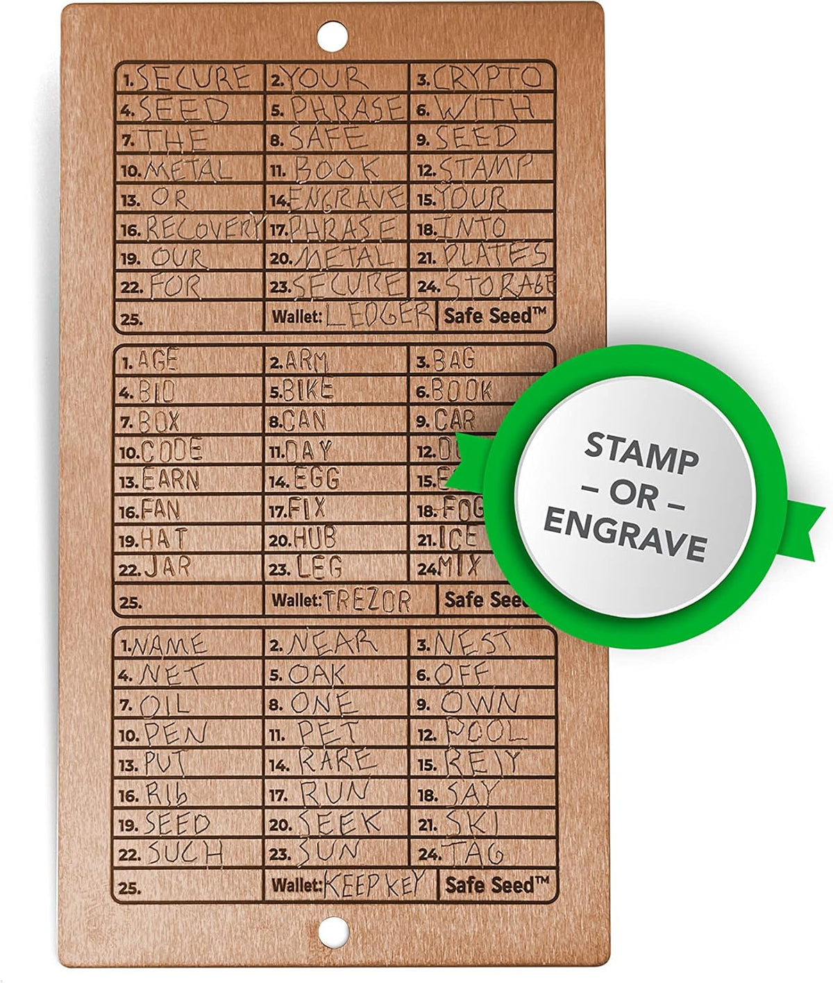 Copper Edition Metal Book Seed Phrase Hardware Cryptocurrency Q407