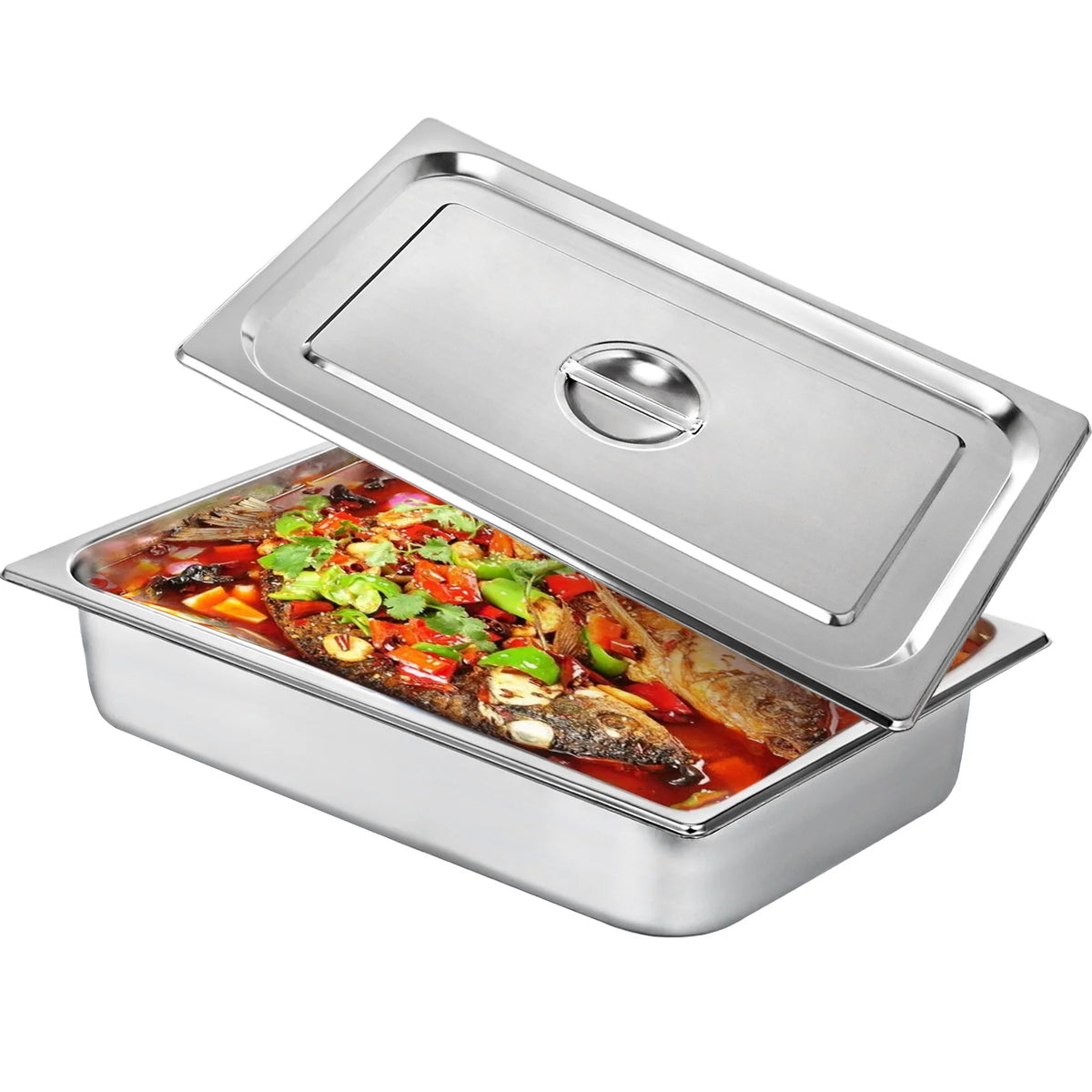 4 Pack 4 Inch Deep Full Size Stainless Steel Hotel Pan with Lid O39702