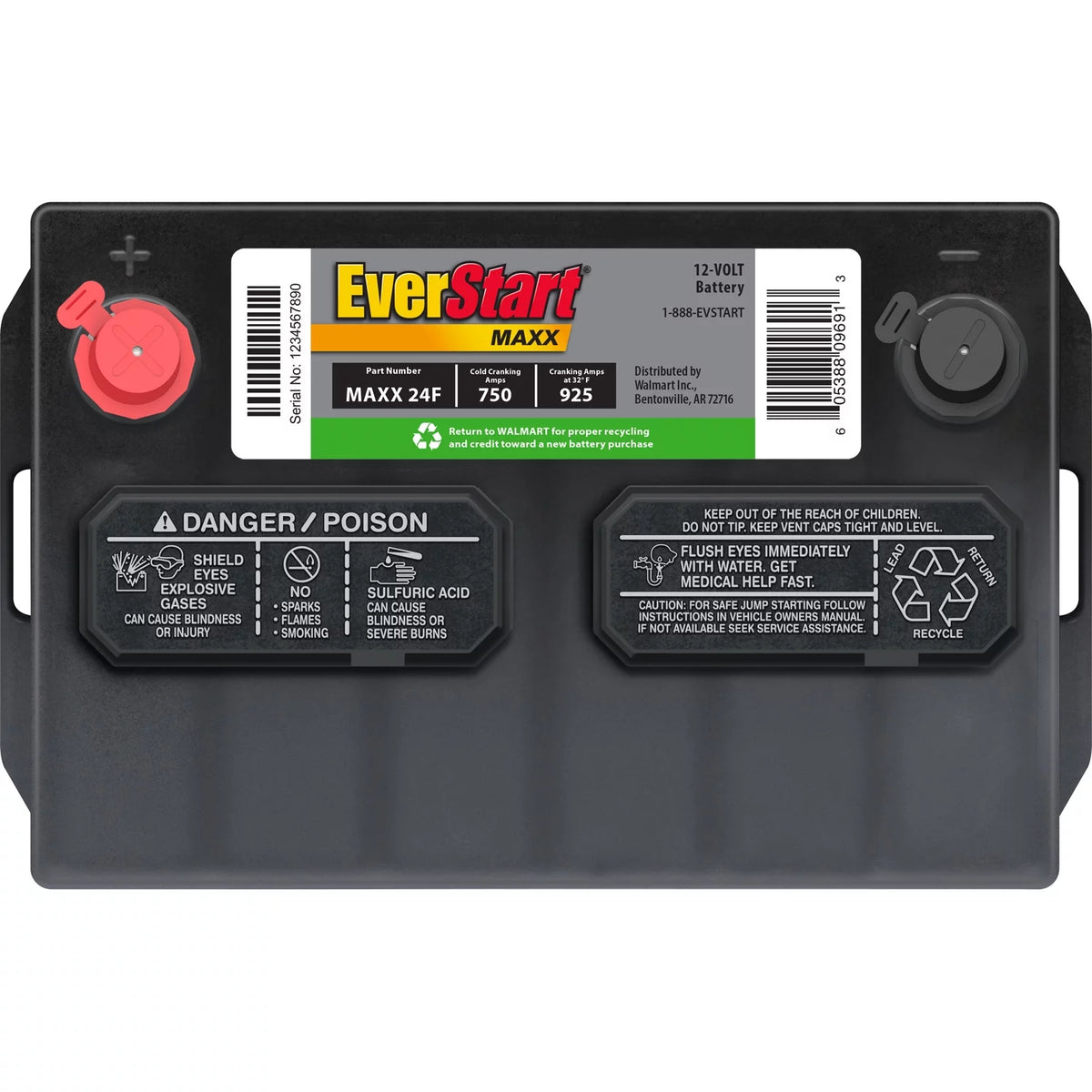 Lead Acid Automotive Battery, Group Size 24F 12 Volt, 750 CCA Y855