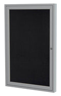 Black 1-Door Enclosed Recycled Rubber Bulletin Board P288