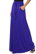 Drawstring Waist Pocket Jersey A-Line Maxi Skirt L910