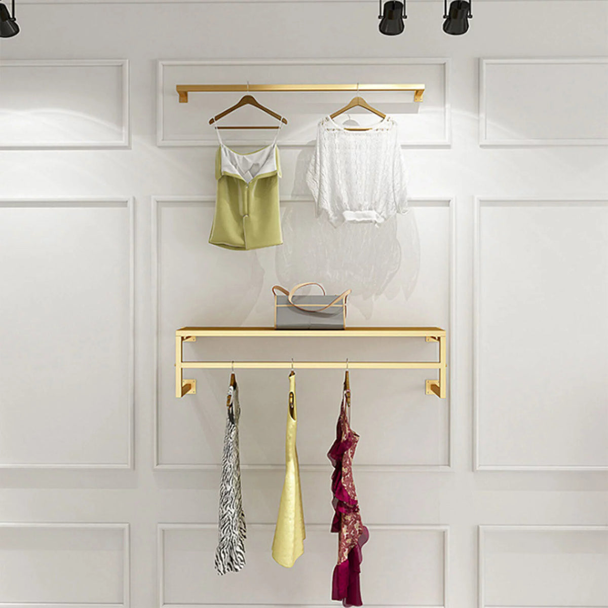 Gold Vintage Wall Mounted Clothes Rod Rack G25159