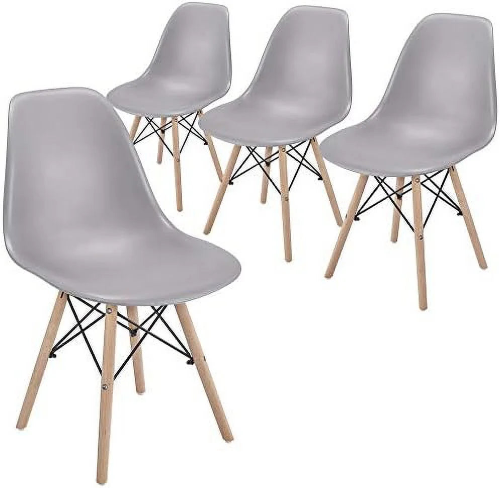 Light Gray Dining Chairs with Metal Wires and Wood Legs H38801