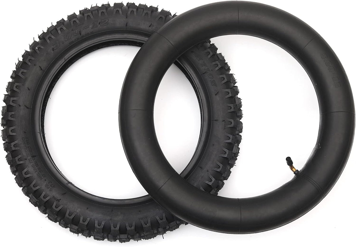 3.00-12 Knobby Motocross Dirt Bike Tire and Tube Set with TR87 Valve Stem L3055