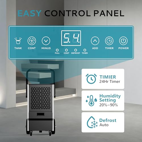 160 Pints Commercial Dehumidifier with Drain Hose, Timer and 4 Wheels M124619