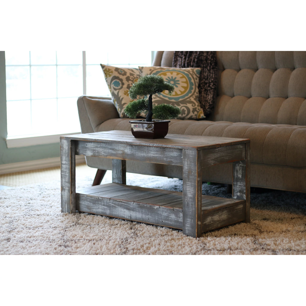 Unfinished Wood Coffee Table with Shelf S210545