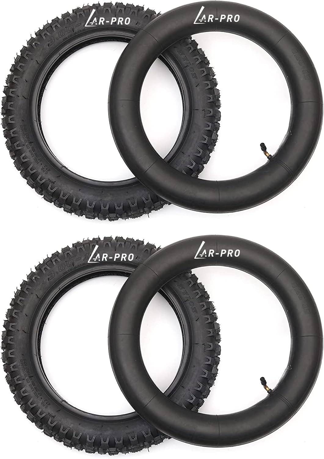 3.00-12 Knobby Motocross Dirt Bike Tire and Tube Set with TR87 Valve Stem L3055