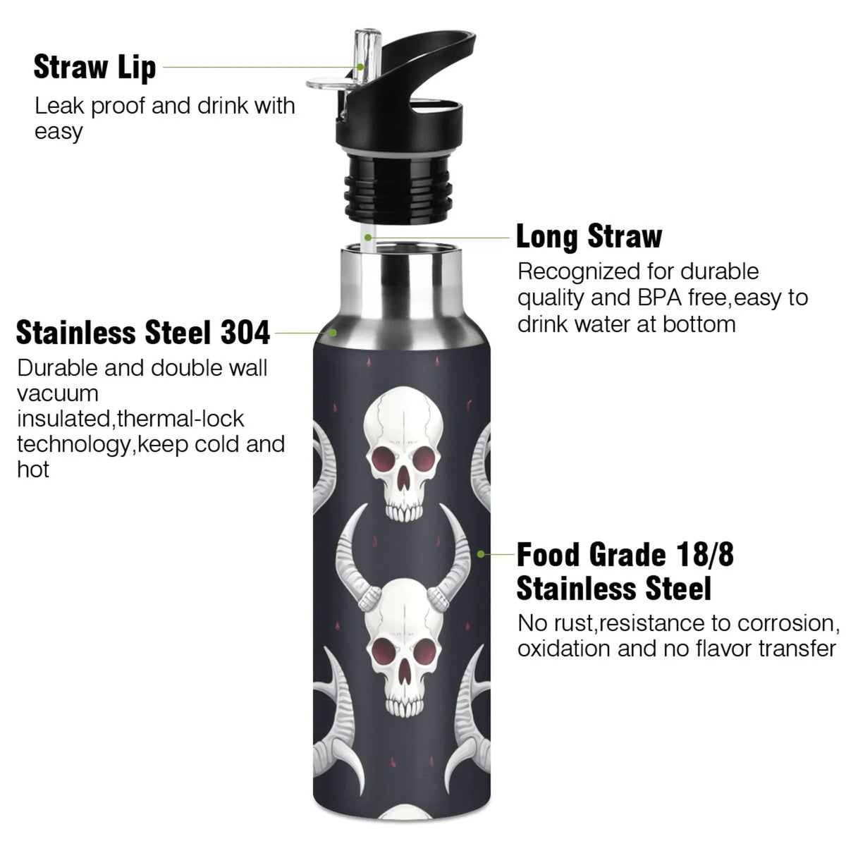 Insulated Stainless Steel Water Bottle with Straw Lid, 20 oz R589155