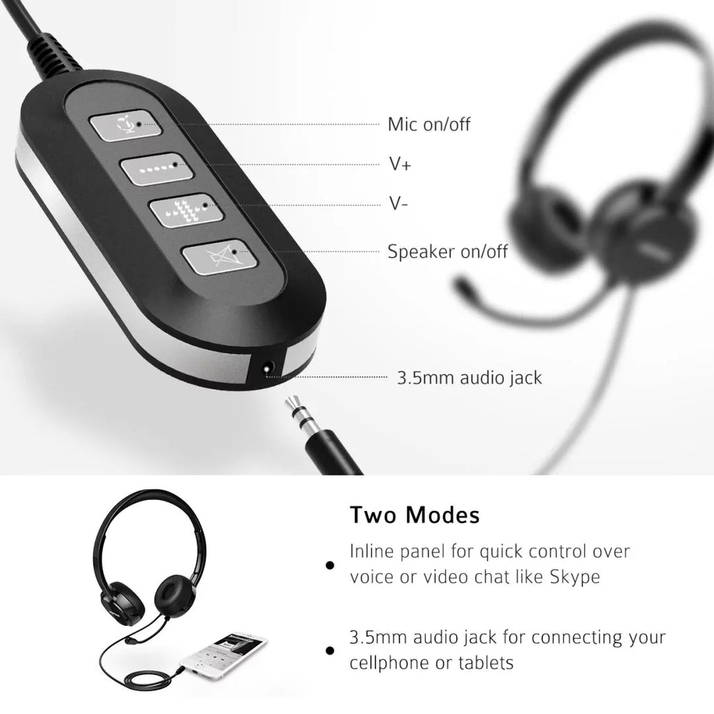 USB Computer Headset with Microphone Noise Cancelling L478